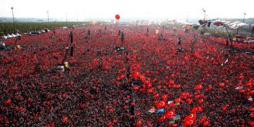 This handout picture released by the Turkey's Presidential Press Service and taken on August 7, 2016 shows people waving Turkish national flags as they gather on at Kizilay Democracy Square in Ankara during a rally against failed military coup on July 15. Hundreds of thousands of people gathered in Istanbul today for a pro-democracy rally organised by the ruling party, bringing to an end three weeks of demonstrations in support of President Recep Tayyip Erdogan after last month's failed coup. / AFP PHOTO / TURKEY'S PRESIDENTIAL PRESS SERVICE AND AFP PHOTO / YASIN BULBUL / RESTRICTED TO EDITORIAL USE - MANDATORY CREDIT "AFP PHOTO / TURKEY'S PRESIDENTIAL PRESS SERVICE / YASIN BULBUL" - NO MARKETING - NO ADVERTISING CAMPAIGNS - DISTRIBUTED AS A SERVICE TO CLIENTS YASIN BULBUL/AFP/Getty Images