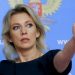 Spokeswoman of the Russian Foreign Ministry Maria Zakharova gestures as she attends a news briefing in Moscow, Russia