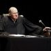 January 31, 2011: U.S. Supreme Court Justice Anthony Kennedy presides over arguments at "The Trial of Hamlet," a Shakespeare Center of Los Angeles representation of Hamlet's trial with a jury of 12 community members, including actors, high school students, philanthropists and Los Angeles dignitaries at the University of Southern California Bovard Auditorium in Los Angeles on Monday, Jan. 31, 2011. (AP Photo/Damian Dovarganes)