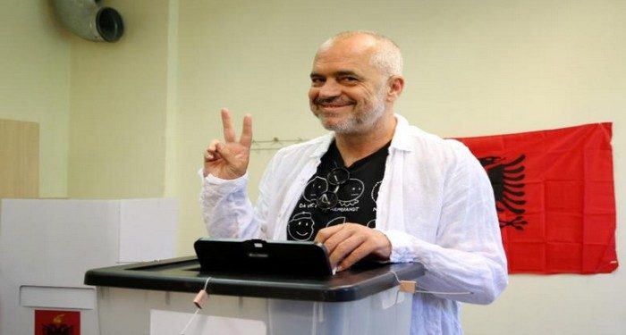 Albanian Socialist Party leader Edi Rama casts his vote during the parliamentary elections in Surel near Tirana, Albania June 25, 2017. REUTERS/Florion Goga