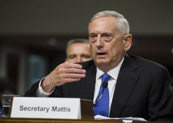 WASHINGTON, USA - JUNE 13: Secretary of Defense Minister James Mattis testifies before the Senate Armed Services Committee on President Trumps proposed 2018 budget for the Department of Defense in Washington, USA on June 13, 2017. (Photo by Samuel Corum/Anadolu Agency/Getty Images)