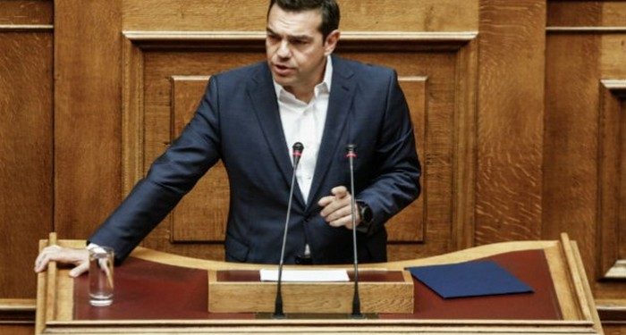 Ο Αλέξης Τσίπρας στο βήμα της Βουλής