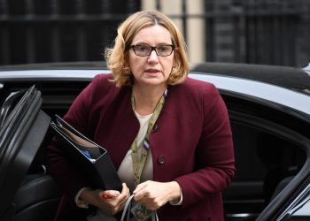 Britain's Home Secretary Amber Rudd arrives to attend a Cabinet meeting at Downing Street in central London, Britain on April 24, 2018.