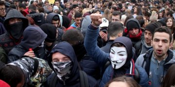 epa07228251 Albanian students protest in front of the Albanian Parliament in Tirana, Albania, 13 December 2018. Reports state that the students are demanding lower student fees, an increase in the budget for the public universities and the improvement of the conditions of dormitories.This is the ninth day that the studens havet protested after Prime Minister Edi Rama refused to fulfill their demands.  EPA-EFE/MALTON DIBRA