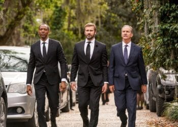 COUNCIL OF DADS -- "Pilot" Episode 101 -- Pictured: (l-r) J. August Richards as Dr. Oliver Post, Clive Standen as Anthony Lavelle, Michael O'Neill as Larry Mills -- (Photo by: Quantrell Colbert/NBC)