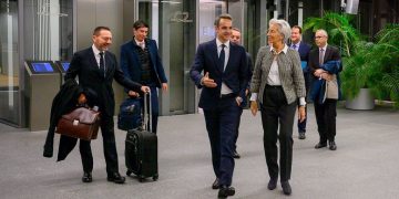 Κυριάκος Μητσοτάκης, Κριστίν Λαγκάρντ και Γιάννης Στουρνάρας