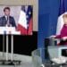 German Chancellor Angela Merkel listens during a joint press conference with French President Emmanuel Macron, who attends via video link, at the Chancellery in Berlin, Germany, on May 18, 2020 on the effects of the novel coronavirus COVID-19 pandemic. (Photo by Kay NIETFELD / POOL / AFP) (Photo by KAY NIETFELD/POOL/AFP via Getty Images)