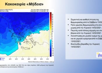 Σχήμα 1. Τα κυριότερα χαρακτηριστικά της κακοκαιρίας «Μήδεια», η οποία θα επηρεάσει τη χώρα μας από το Σάββατο 13/02/2021.       
