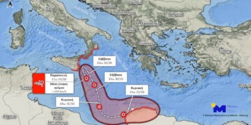 Μετεωρολογικός χάρτης του κυκλώνα Νέαρχου