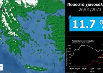 Η έκταση της χιονοκάλυψης στην Ελλάδα