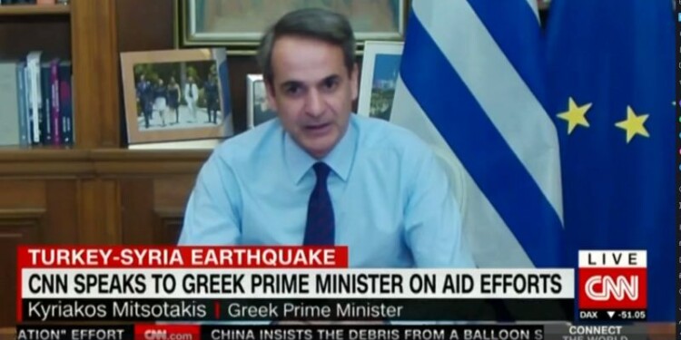 Συνέντευξη στο CNN για την αποστολή βοήθειας στην Τουρκία για τον σεισμό και τον τρόπο προσφοράς βοήθειας στη Συρία παραχώρησε ο Κυριάκος Μητσοτάκης
