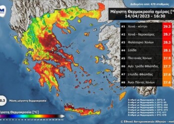 Τους 30 βαθμούς Κελσίου πλησίασε ο υδράργυρος στην Κρήτη την Μεγάλη Παρασκευή, 14 Απριλίου 2023.