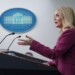 White House press secretary Karoline Leavitt speaks during a briefing at the White House, Tuesday, Jan. 28, 2025, in Washington. (AP Photo/Evan Vucci)