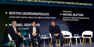 Μιχάλης Μπλέτσας, Διοικητής της Εθνικής Αρχής Κυβερνοασφάλειας του Υπουργείου Ψηφιακής Διακυβέρνησης - Κώστας Γεωργακόπουλος, Chief Information Security Officer (CISO) Pfizer - Michael Sentonas, President, CrowdStrike Inc